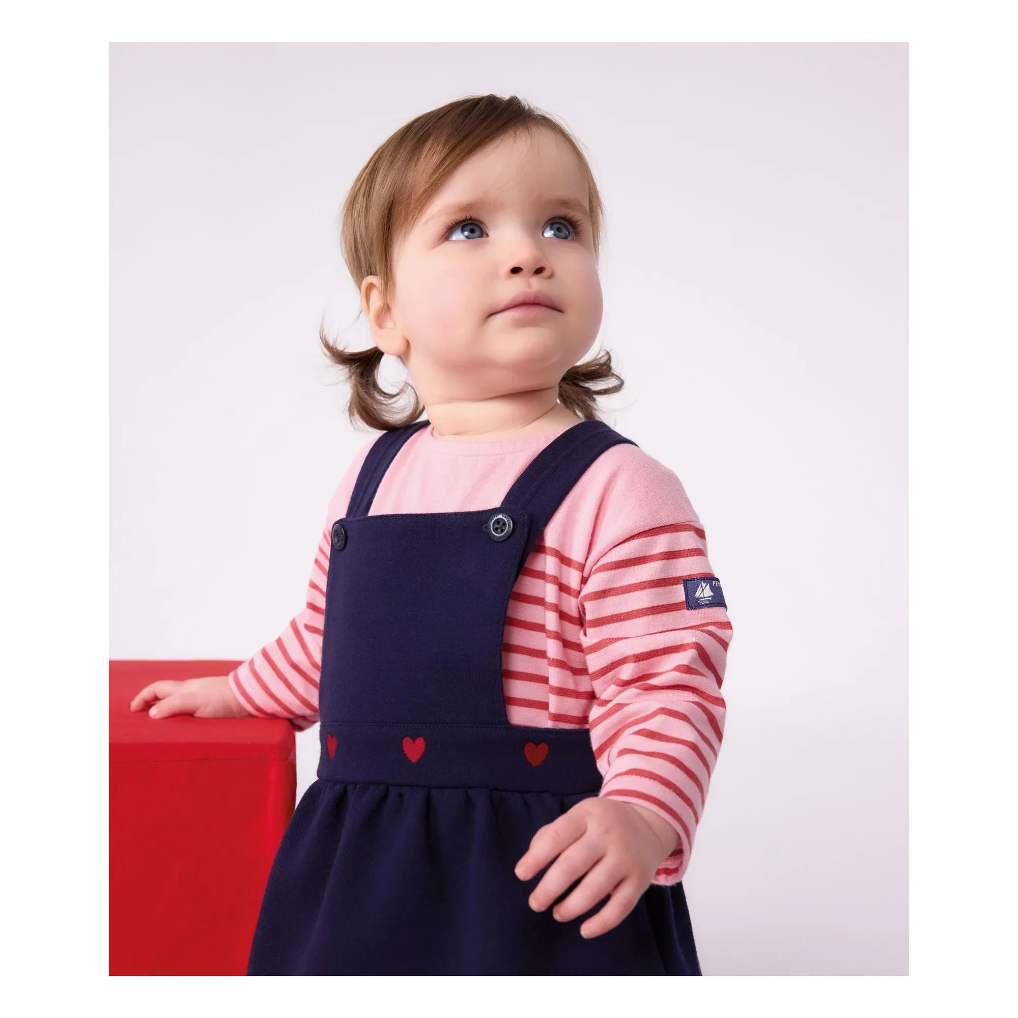 Petit Bateau - Düz Marinière Tişört Organik Pamuk Bebek | Pembe
