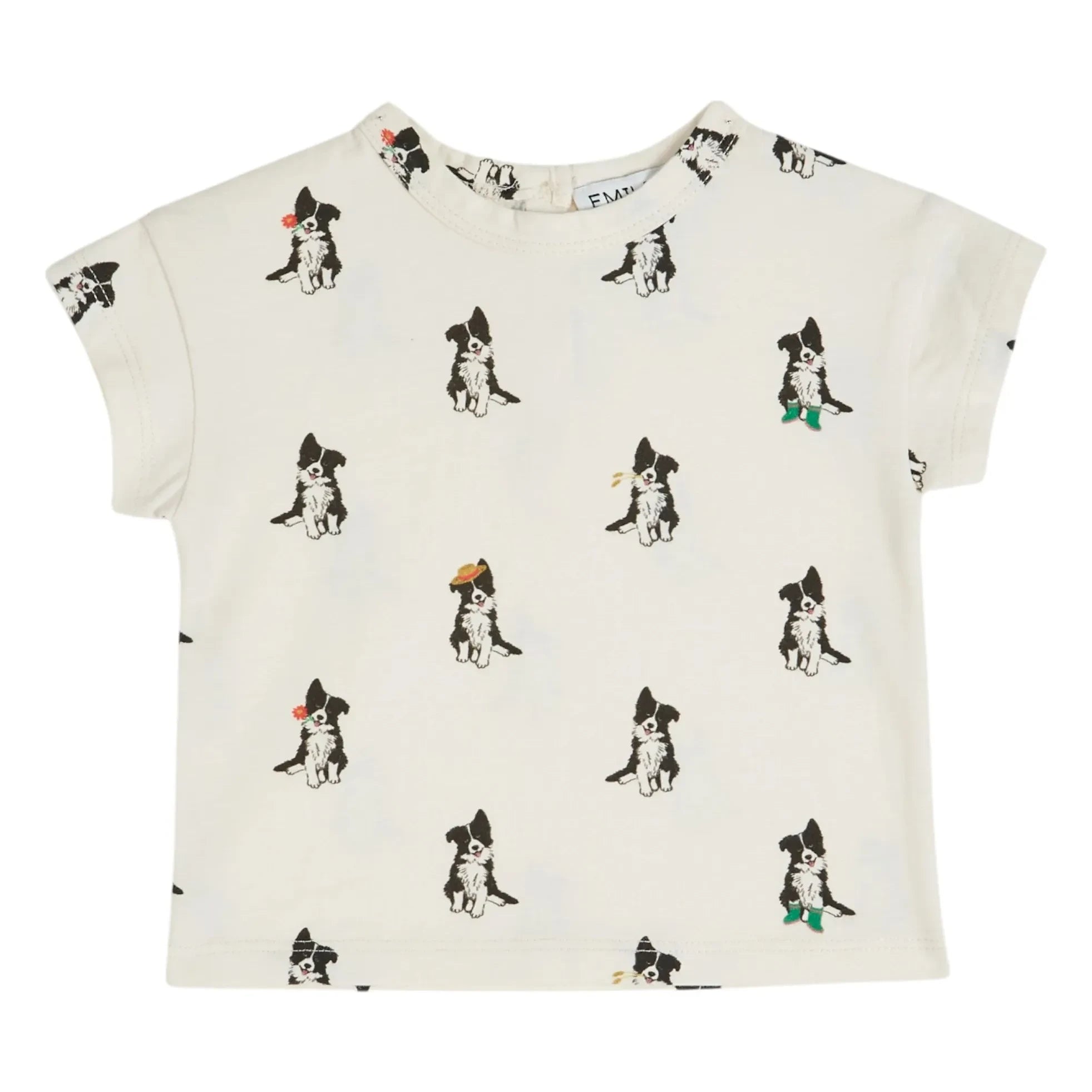 Emile et Ida - Border Collie organik pamuklu T-shirt | Krem
