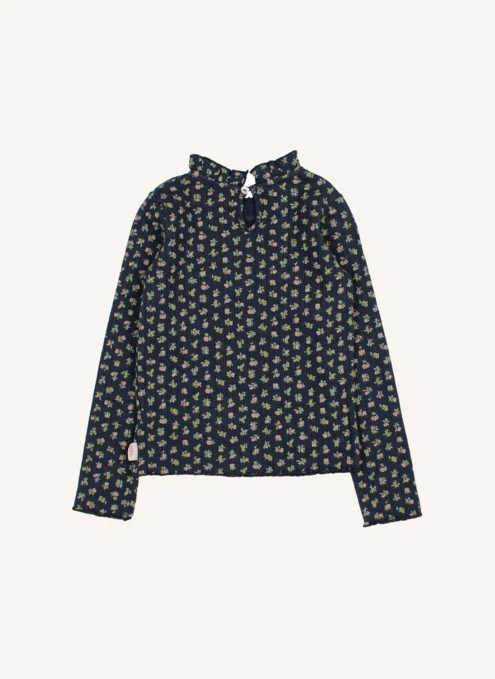 Búho - Bluse mit Blumenmuster aus Baumwolle | Marineblau
