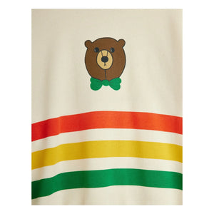 Mini Rodini - Gestreiftes Bären-Sweatshirt Bio-Baumwolle | Ecru