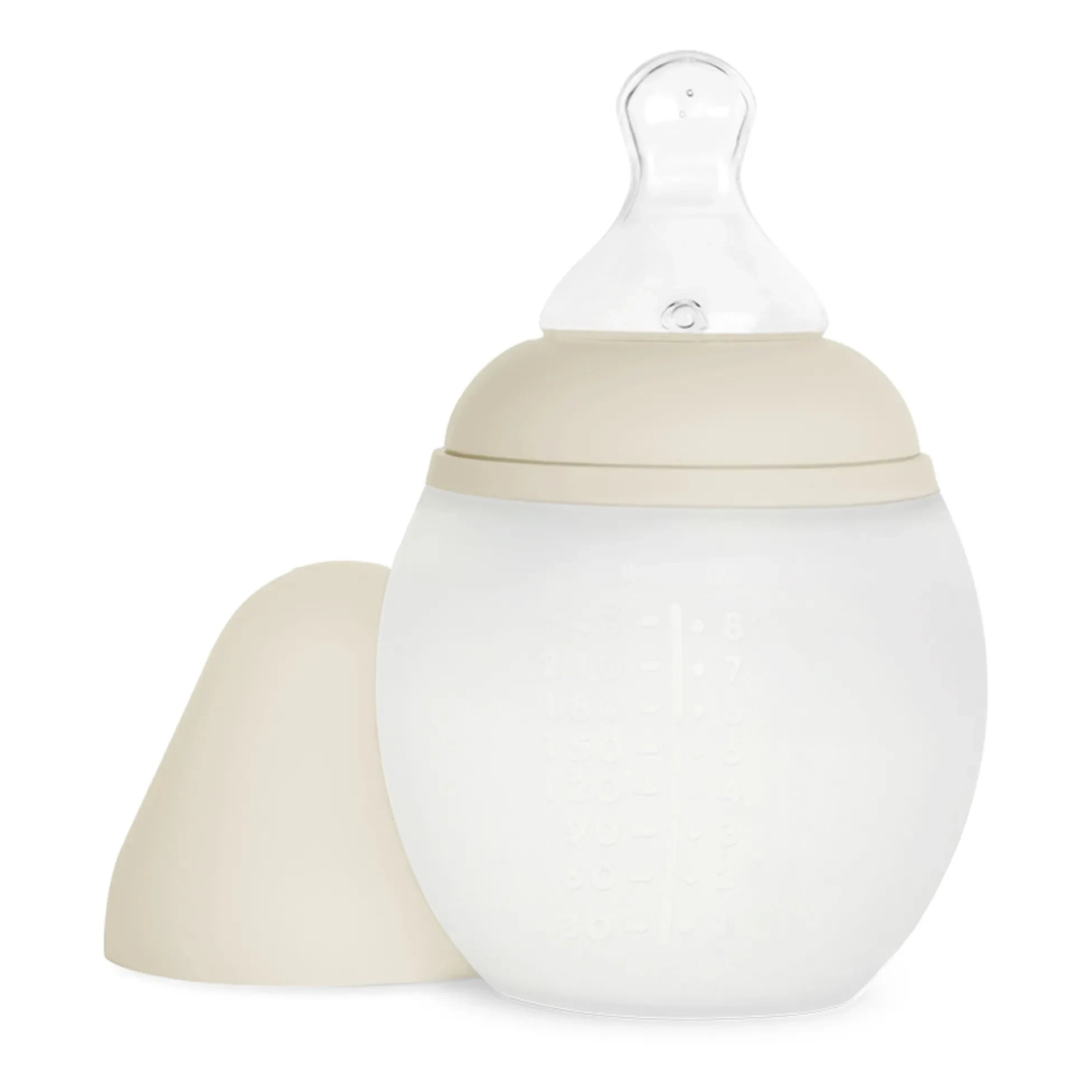 Elhée - Medizinisches Silikon-Babyfläschchen mit kiefergerechtem Sauger | Beige
