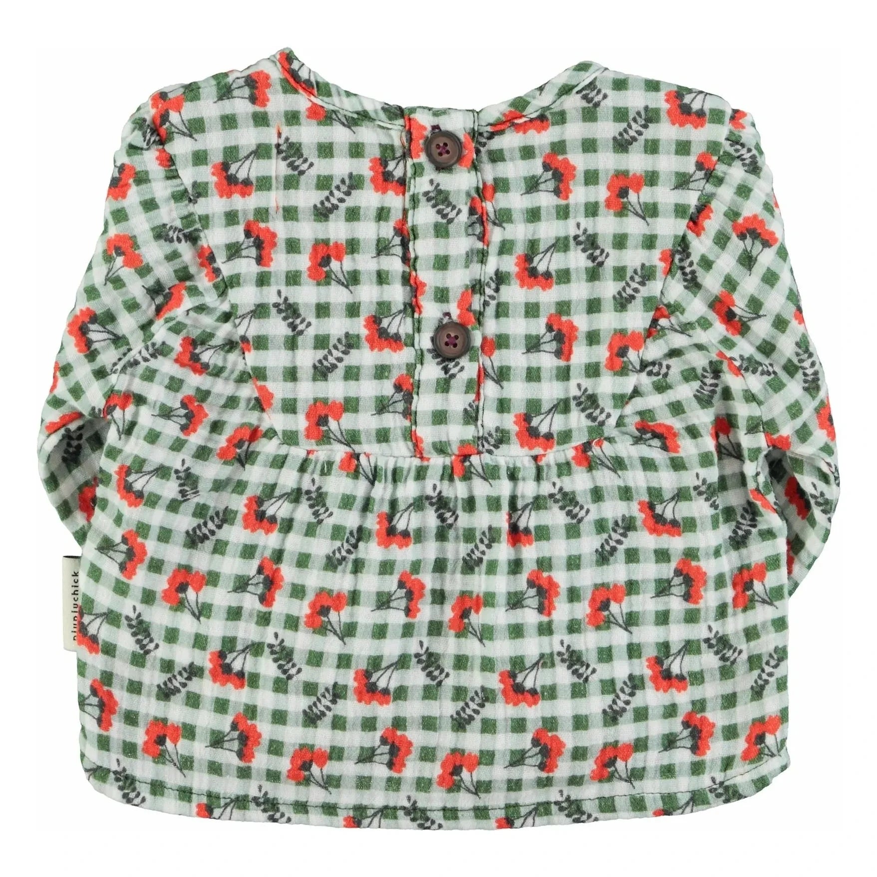 Piupiuchick - Karo-Bluse mit Blumen | Grün
