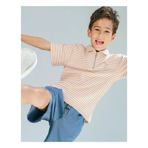 Gingersnaps - Polo Bruno Gestreifter Twill | Ecru