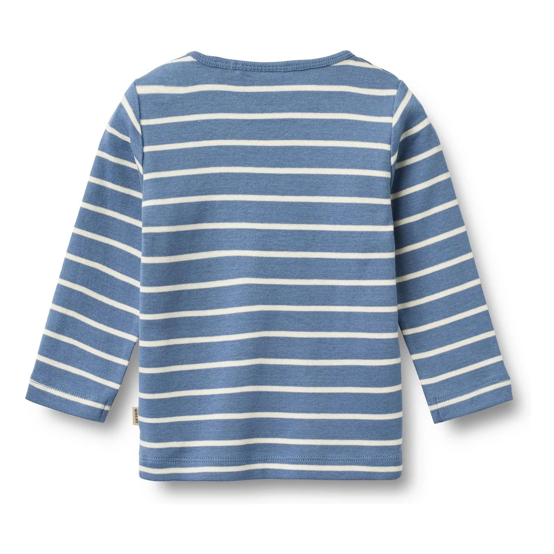 Wheat - Stig Gestreiftes Bio-Baumwoll-Baby-T-Shirt | Blau