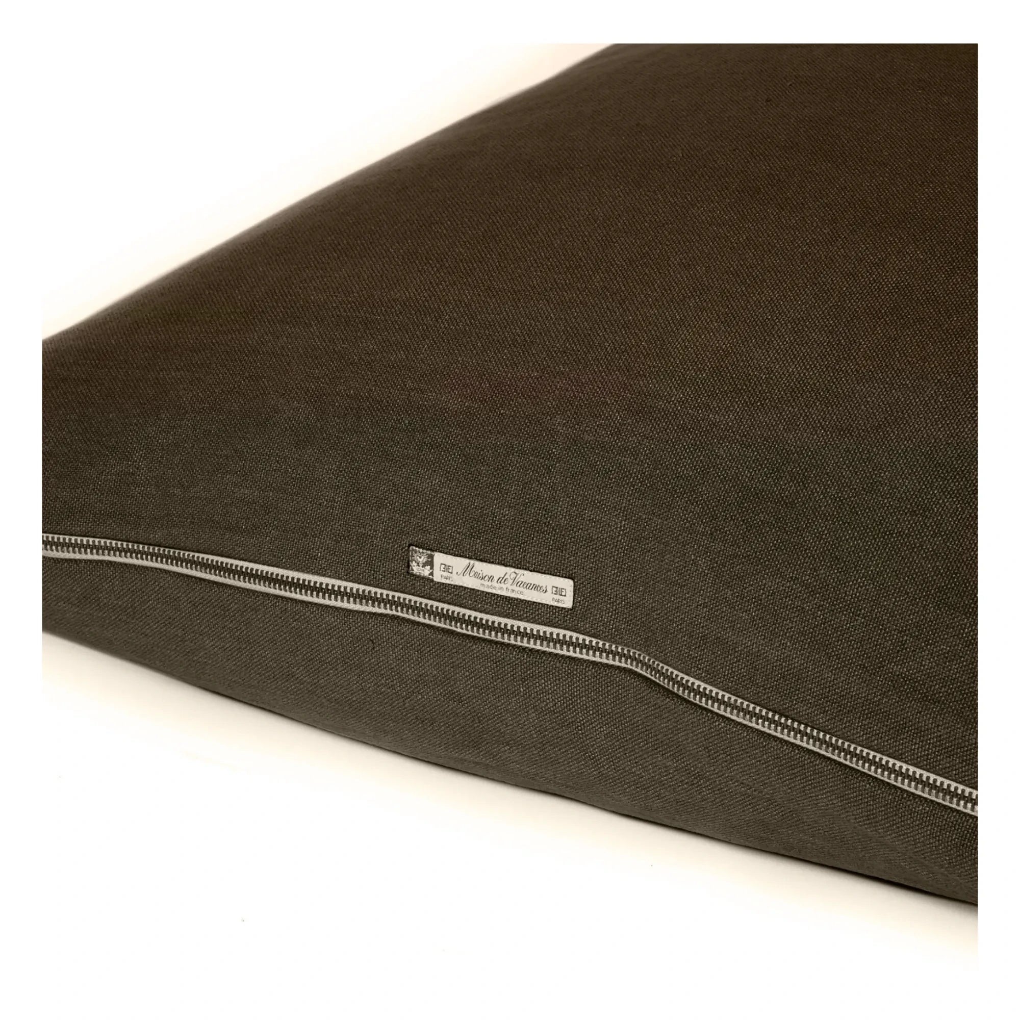 Maison de Vacances - Vice Versa Black Line Stonewashed Leinenkissen | Khaki