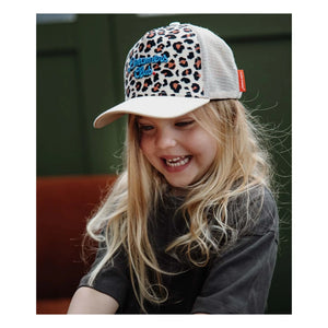 Hello Hossy – Trucker Mütze Leopard gebogener Schirm recycelte Fasern | Creme