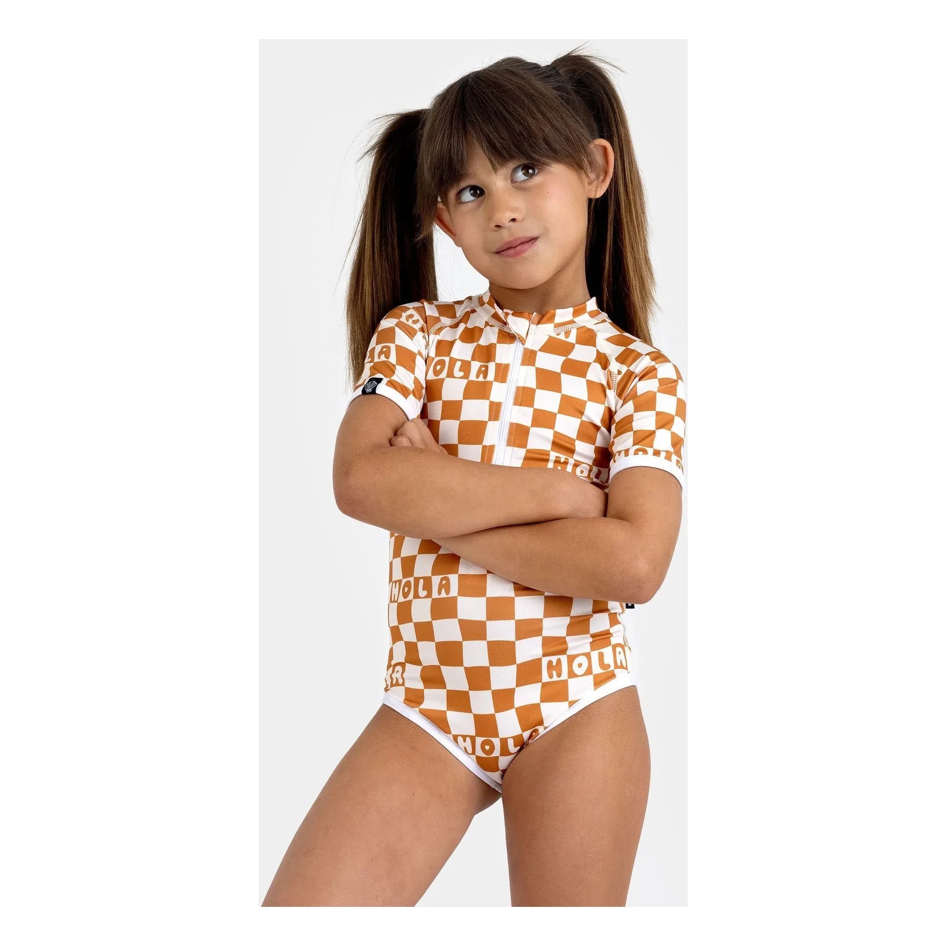 Beach & Bandits - Kariertes Hola UV-Badeset aus recycelten Fasern | Creme