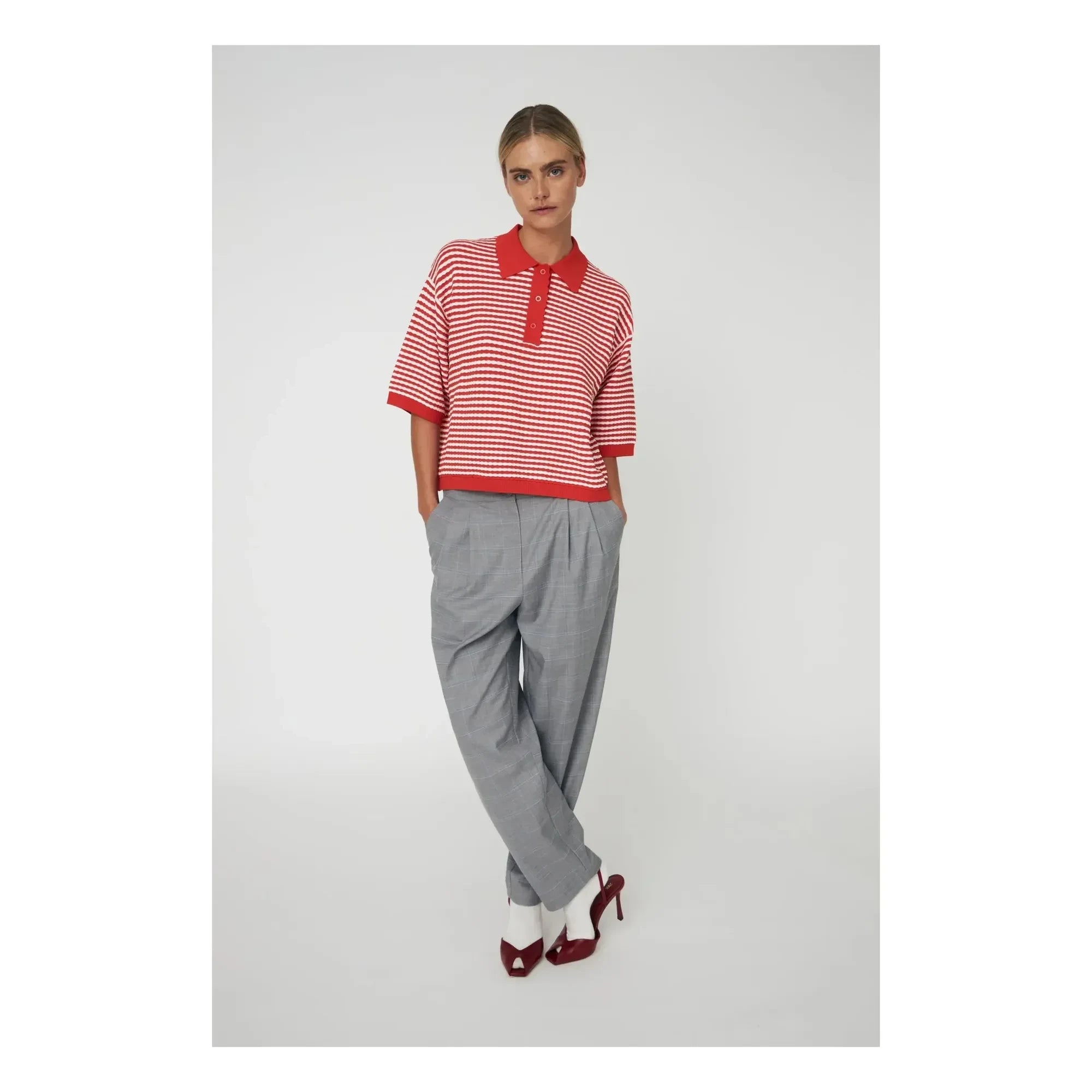 Stella Nova - Rot gestreiftes Poloshirt