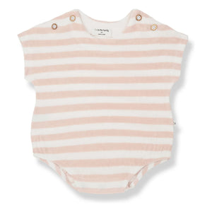 1+ in the family - Romulo gestreifter Handtuch-Overall | Beige-Rosa