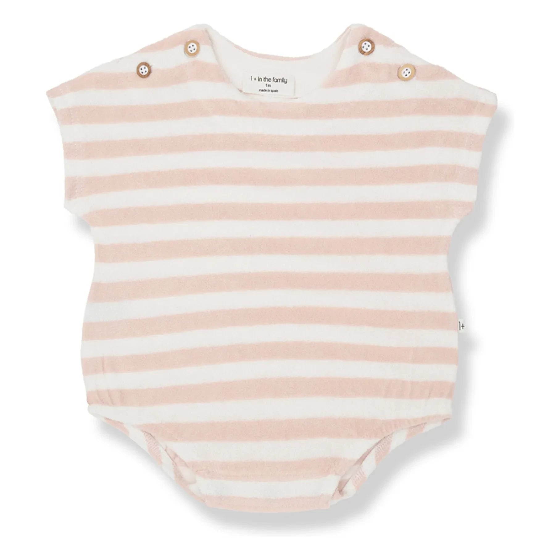 1+ in the family - Romulo gestreifter Handtuch-Overall | Beige-Rosa