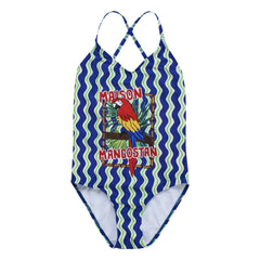 Maison Mangostan – Dalga Badeanzug Papagei | Blau
