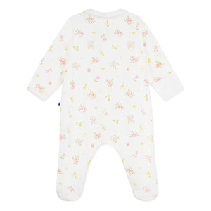 Petit Bateau - Schlafstrampler aus Bio-Baumwolle mit Blumenmuster | Weiß