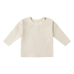 Quincy Mae - Gestreiftes Bio-Strick-T-Shirt | Hafer