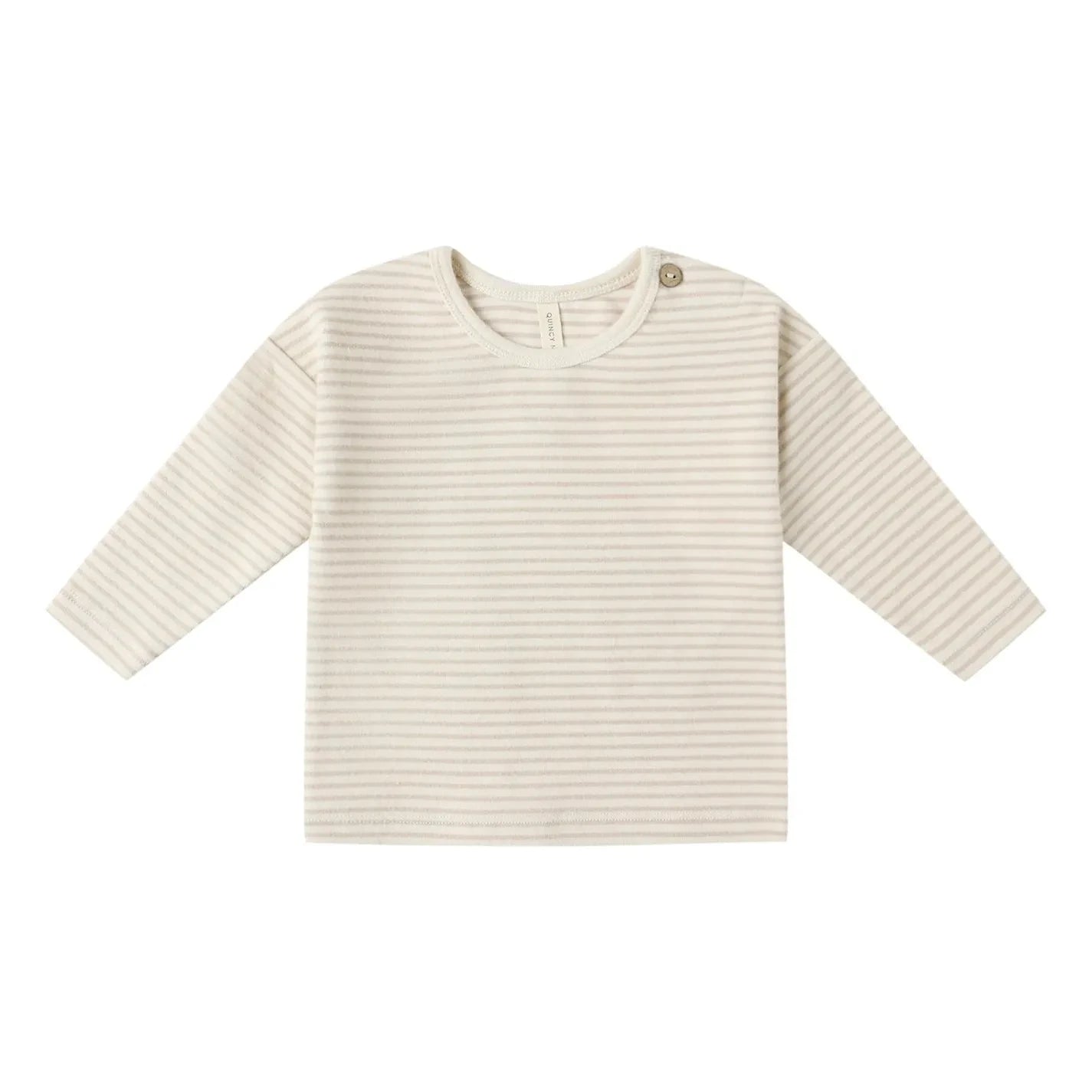 Quincy Mae - Gestreiftes Bio-Strick-T-Shirt | Hafer