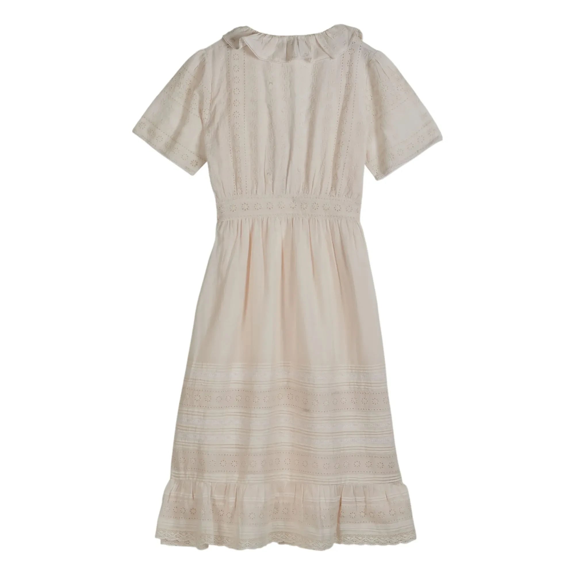 Emile et Ida – Baumwollkleid mit Lochstickerei | Creme