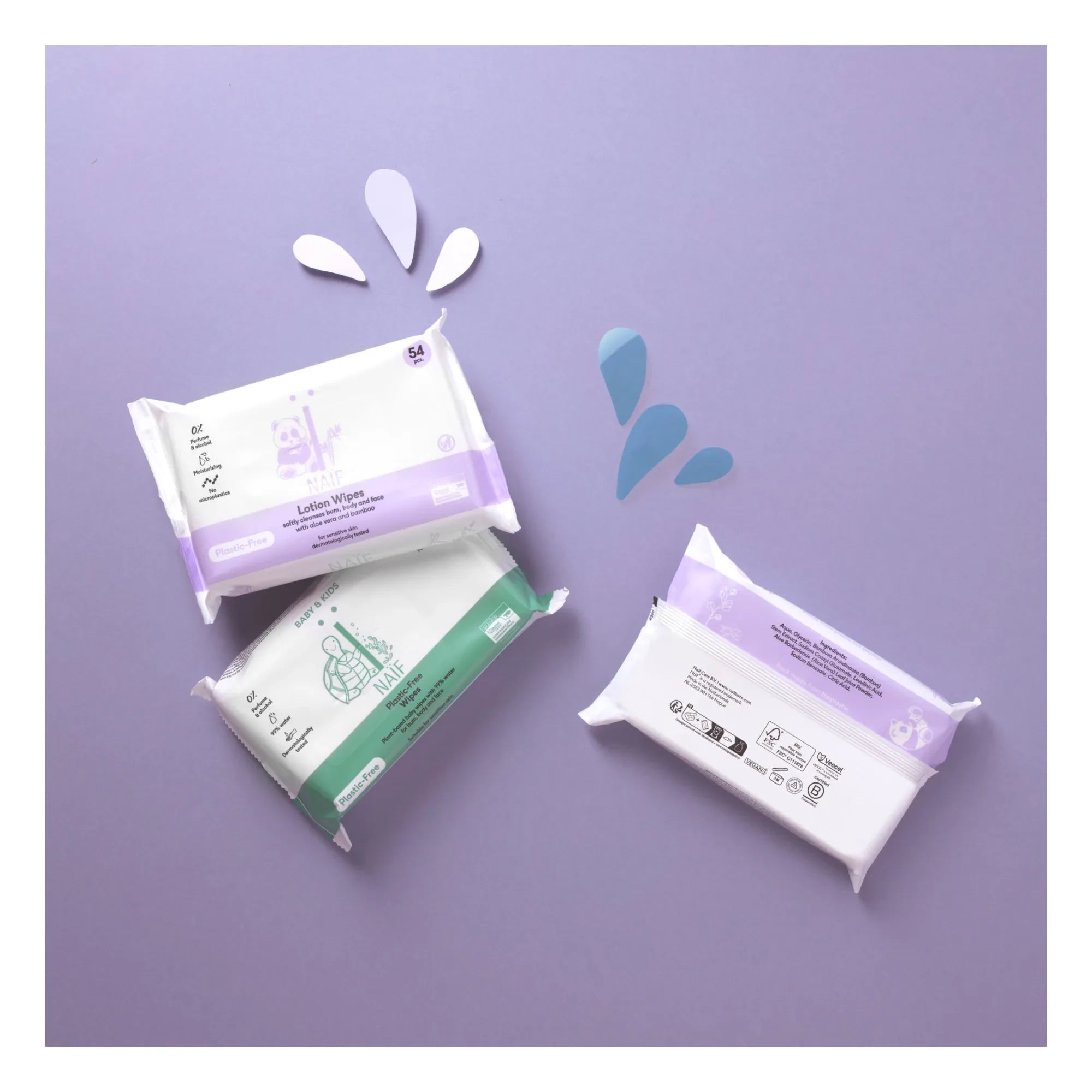 Naïf Natural Skincare - Biyobozunur Bebek Islak Mendilleri - 8'li Set