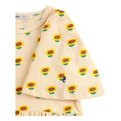 Bobo Choses - Sonnenblumen-Kleid aus Bio-Baumwolle | Creme