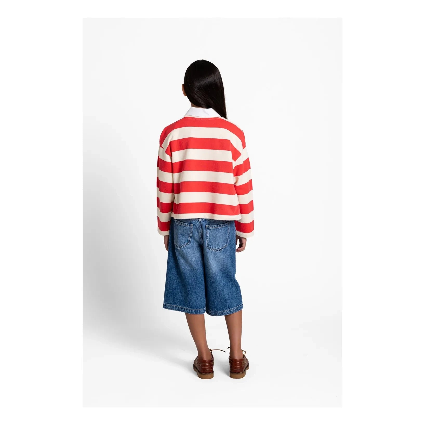 Smallable Kid – Gestreiftes Bio-Baumwoll-T-Shirt mit Pfingstrosenmuster | Rot