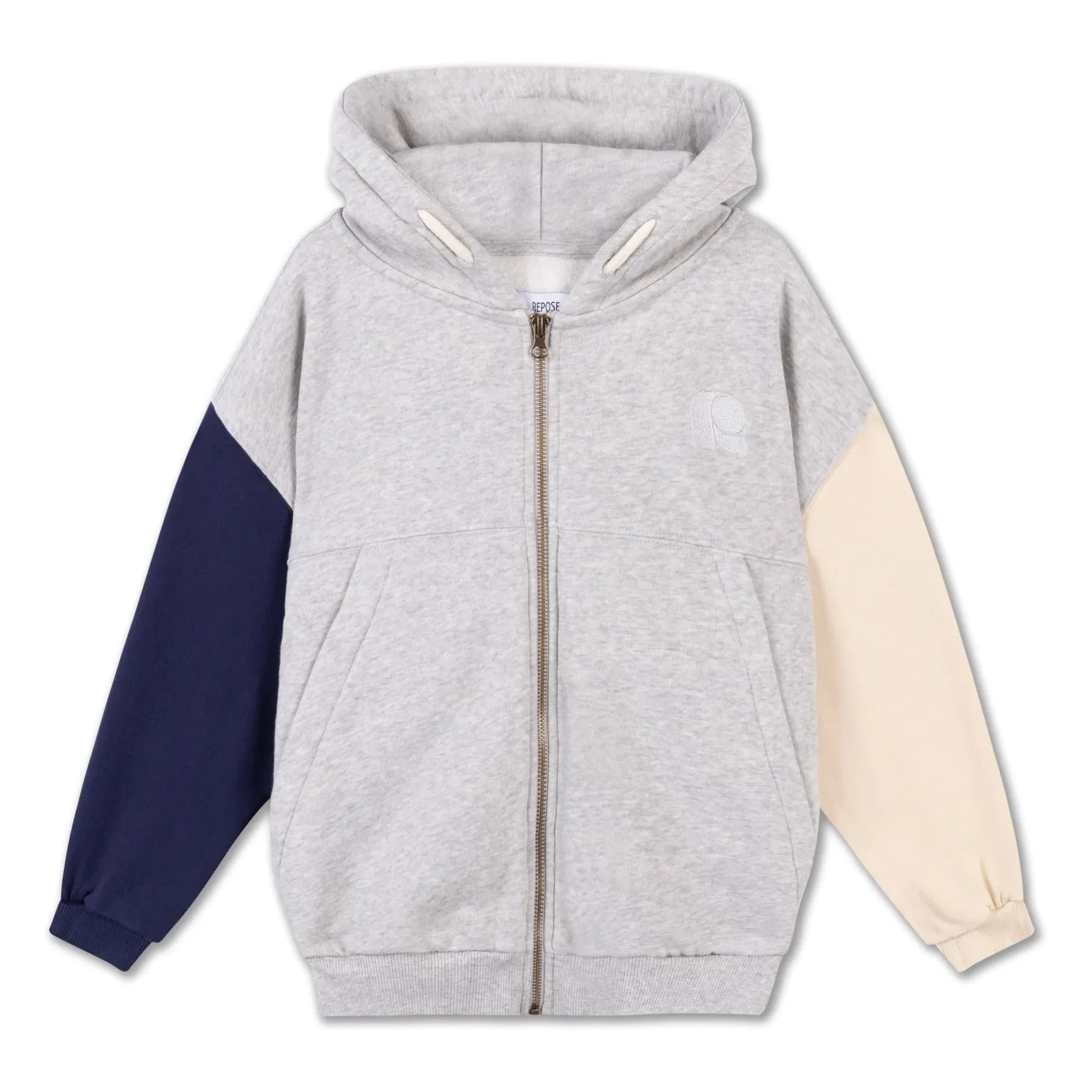 Repose AMS - Bio-Baumwolle Tricolor Reißverschluss Sweatshirt | Grau