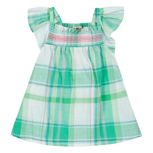 Bonton - Louise Kariertes Gerafftes Kleid | Grün