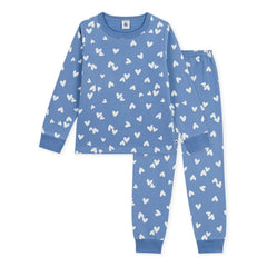 Petit Bateau - Organik pamuklu polar kalpli pijama | Mavi