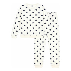 Petit Bateau - Pyjama mit Schwammherz | Ecru