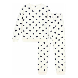 Petit Bateau - Pyjama mit Schwammherz | Ecru