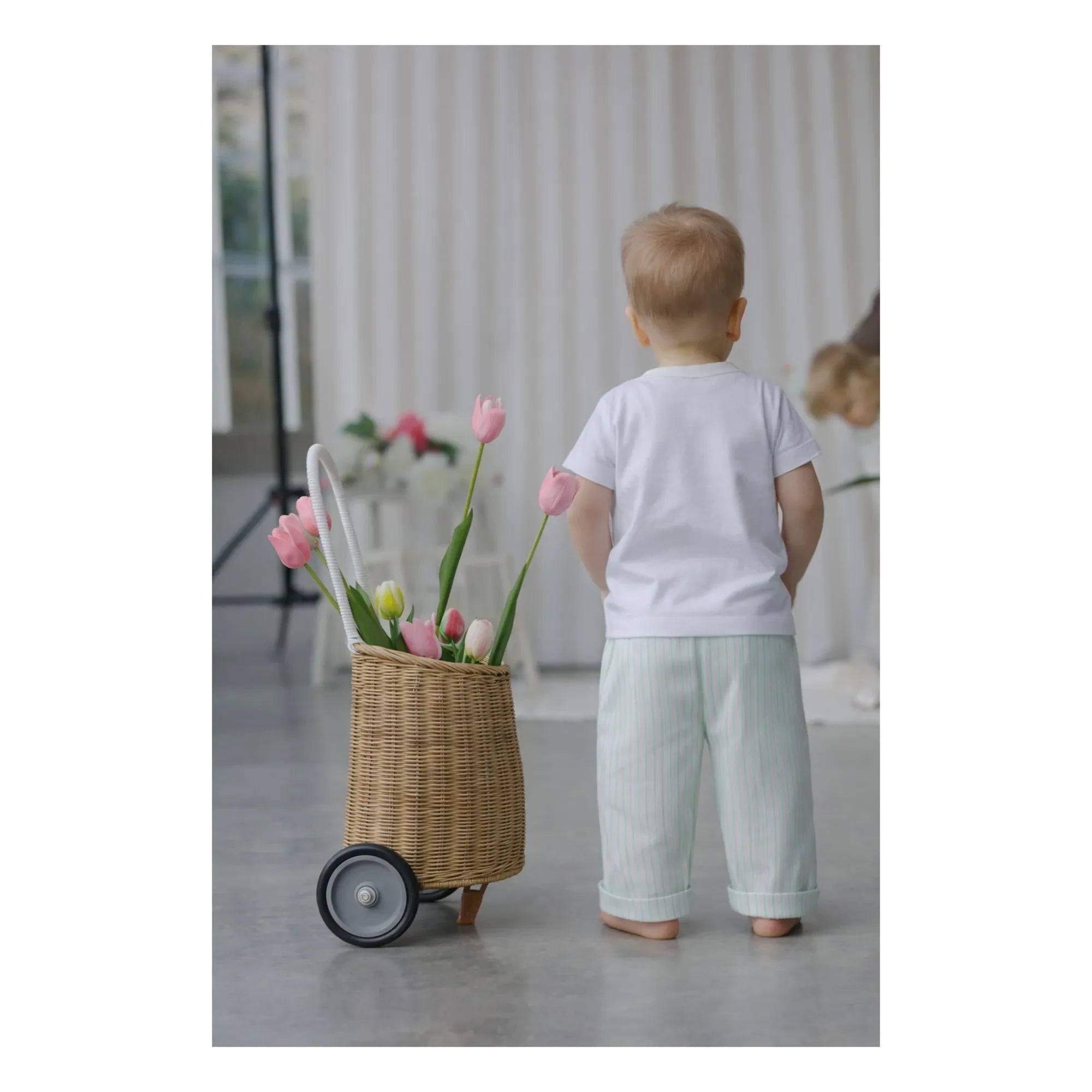 Lililotte - Paul Gestreifte Gabardine Bio-Baumwollhose | Mintgrün