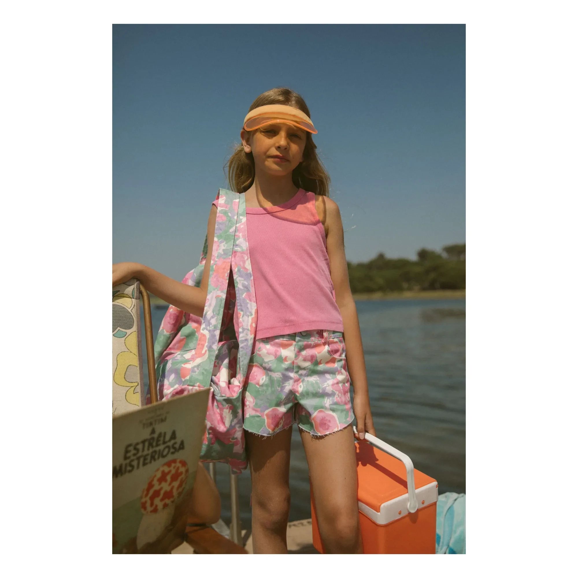 My First Cantê - Denim Shorts Pistachio Flowers | Rosa