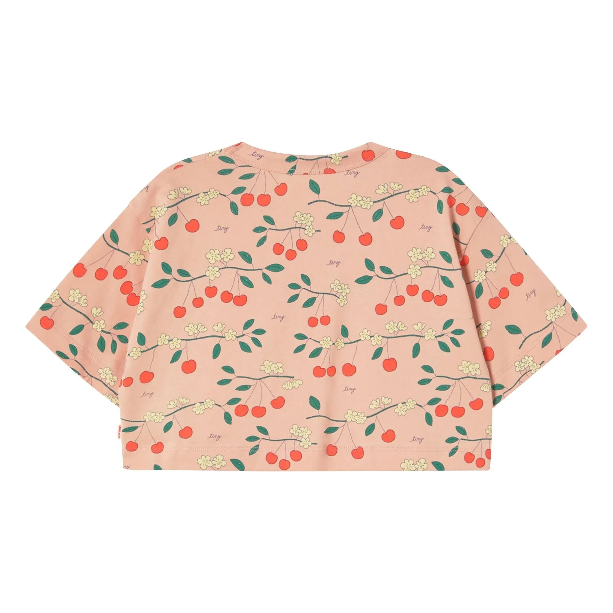 Tinycottons - Crop-Kirschen Bio-Baumwoll-T-Shirt | Rosa