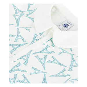 Petit Bateau – Schlafanzug mit Eiffelturm aus Bio-Baumwolle | Weiß