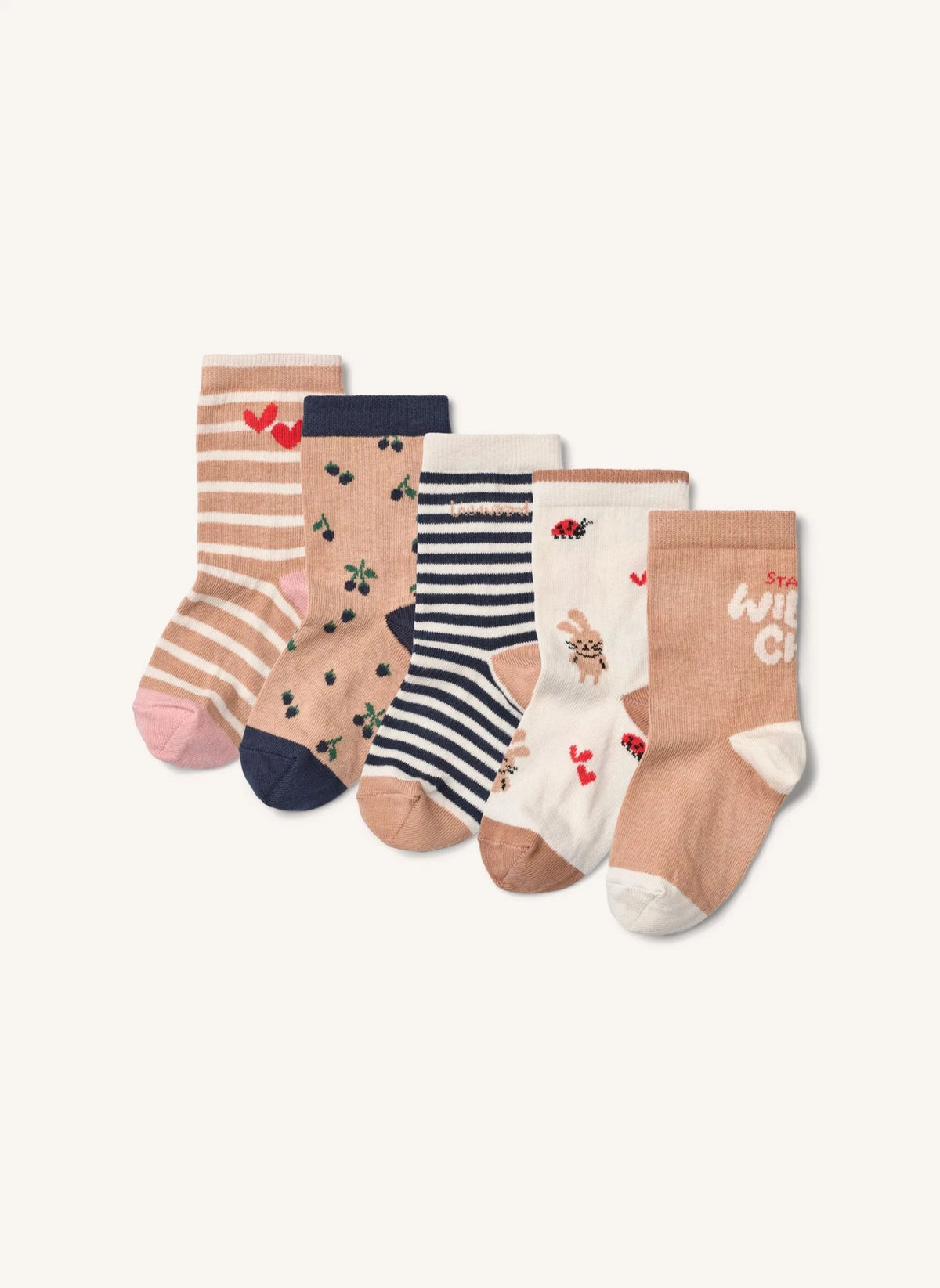 Liewood - 5 Paar Silas Gestreifte Socken Set | Verblasstes Rosa