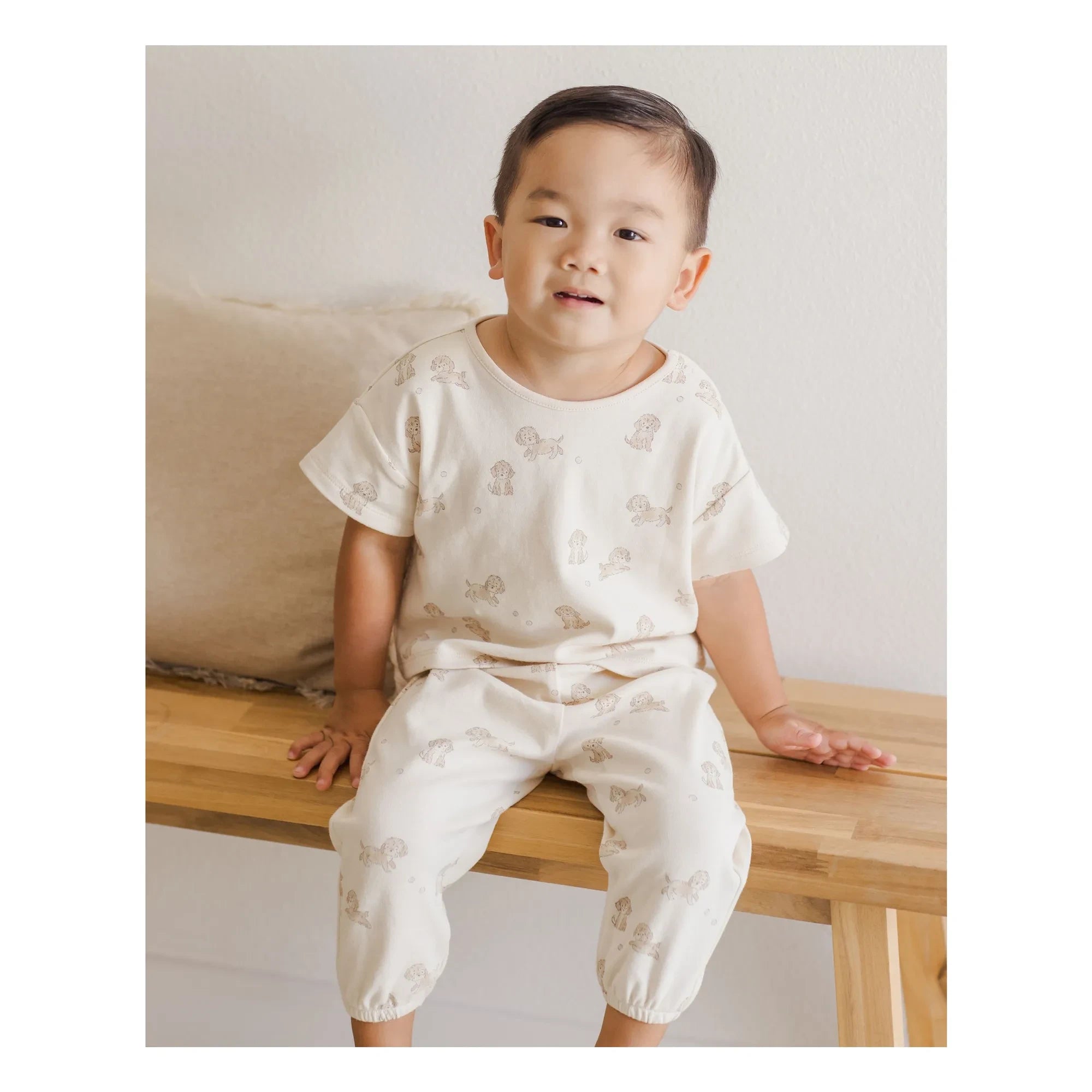 Quincy Mae - T-Shirt und Hose Set | Ecru