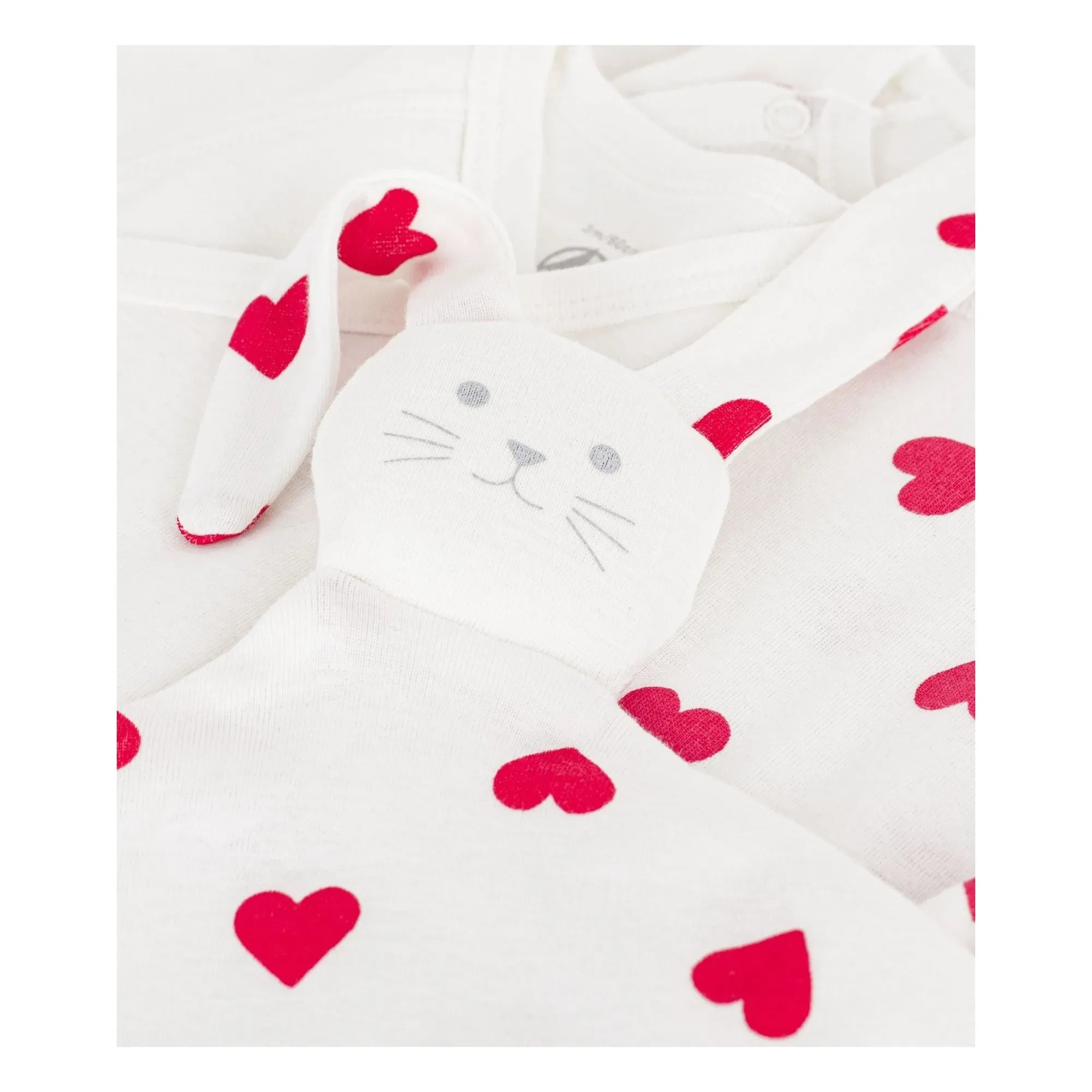 Petit Bateau - 3-teiliges Schlafanzug-Strampler-Set mit süßen Herzen Geschenkset | Weiß