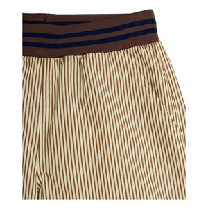 Mini Rodini - Bio Baumwolle Poplin Gestreifte Shorts | Braun