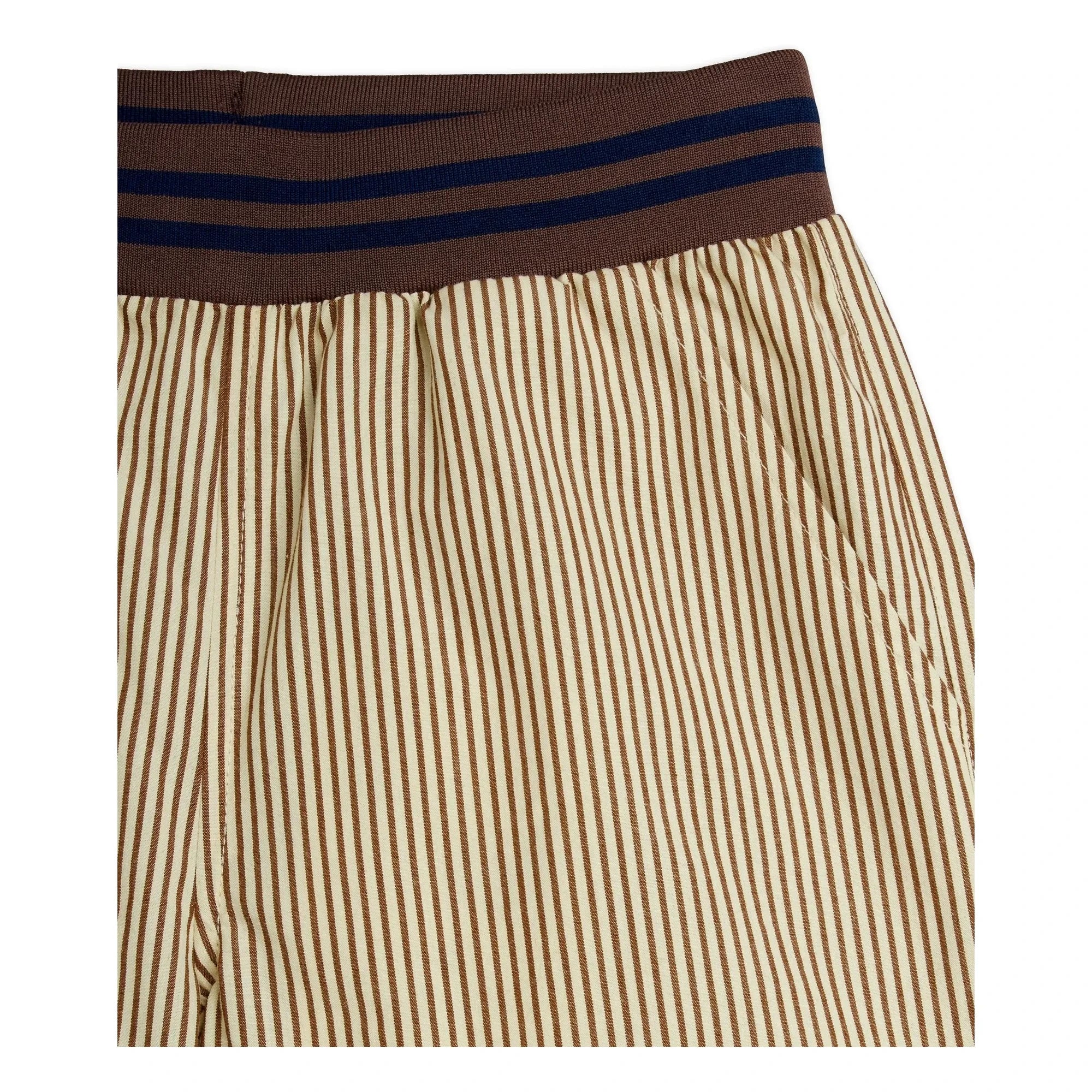 Mini Rodini - Bio Baumwolle Poplin Gestreifte Shorts | Braun