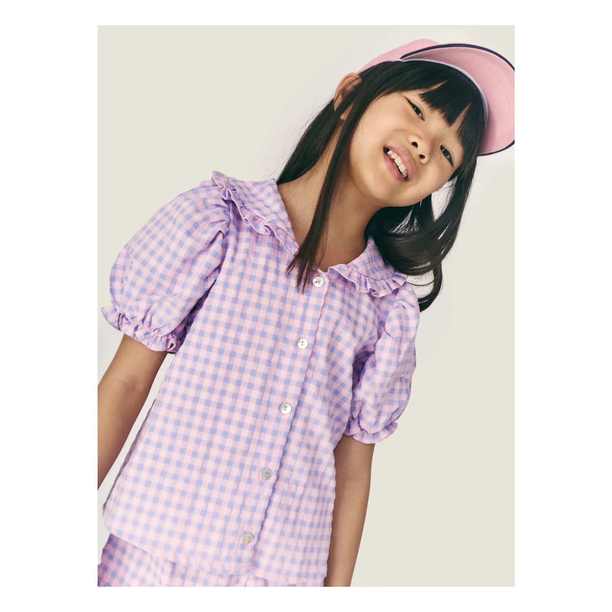 Mipounet - Olie Vichy Bluse mit Claudine-Kragen | Lila