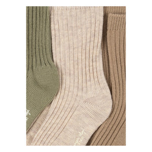 Konges Sløjd - 3er-Set Rippstrick-Socken | Beige