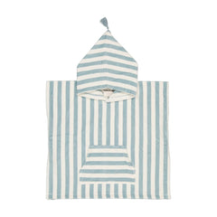 Rose in April - Suzon gestreifter Strandponcho | Hellblau