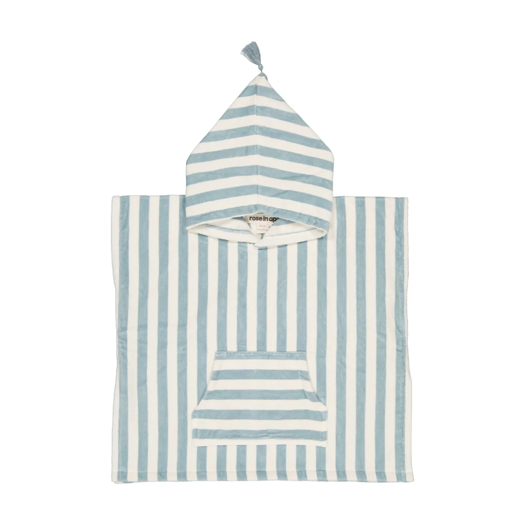 Rose in April - Suzon gestreifter Strandponcho | Hellblau