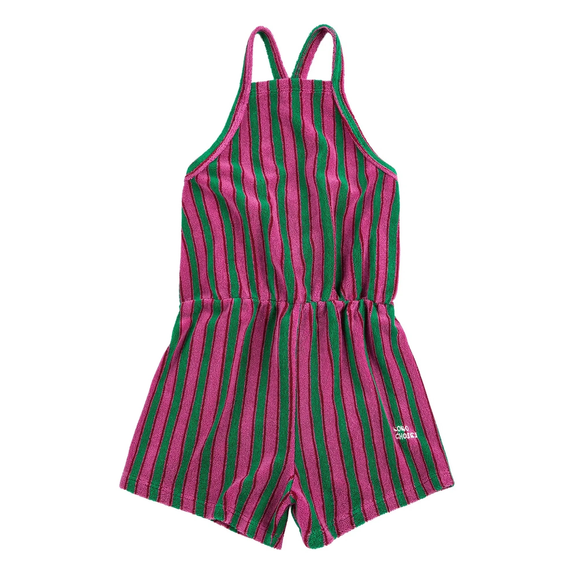 Bobo Choses - Gestreifter Frottee-Strampler | Grün