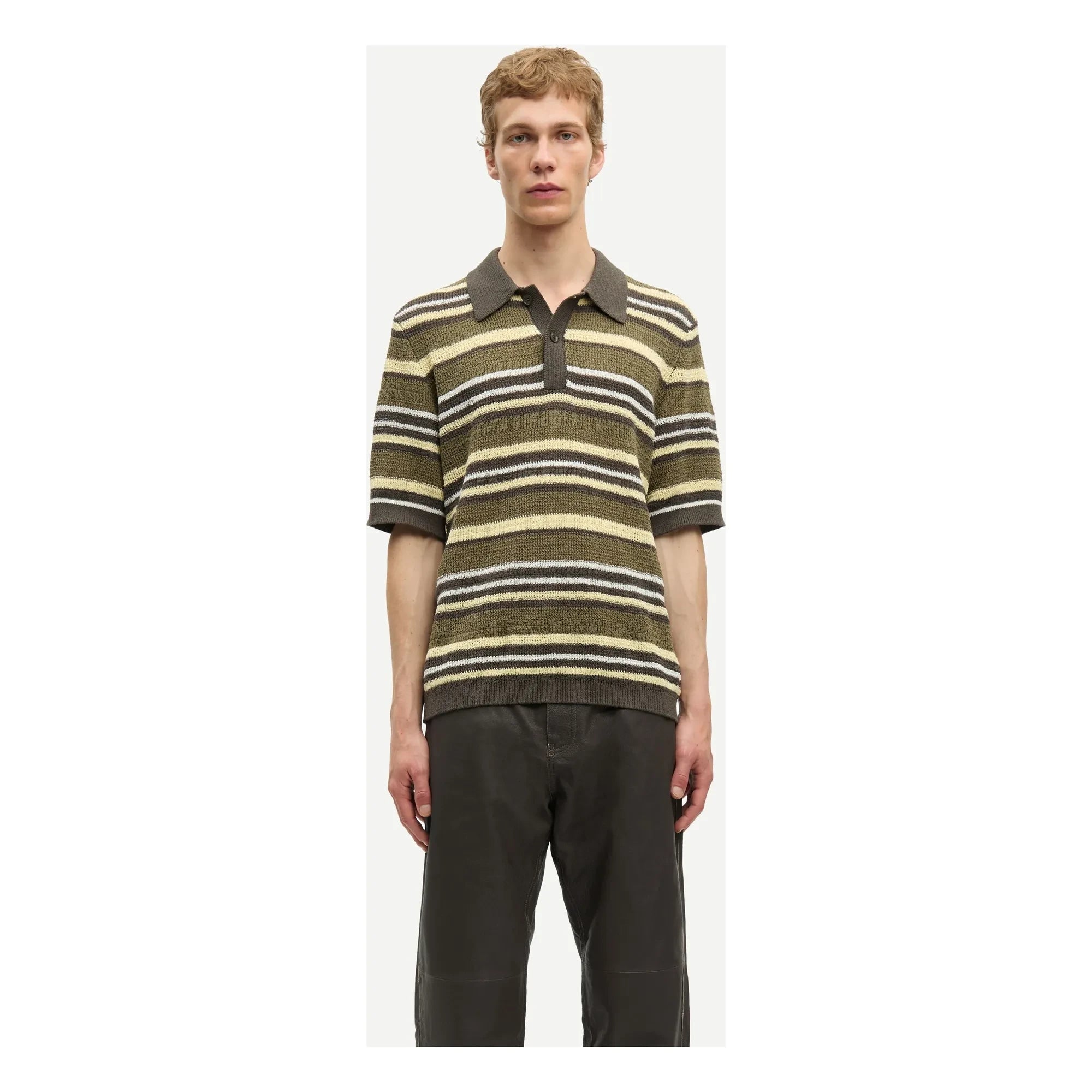 Samsoe Samsoe - Samarco Gestreiftes Strick-Poloshirt | Khaki
