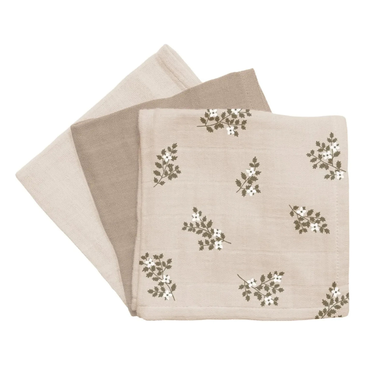 Main Sauvage - Holly Flowers Spucktücher - 3er Set | Sand