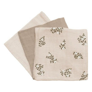 Main Sauvage - Holly Flowers Spucktücher - 3er Set | Sand
