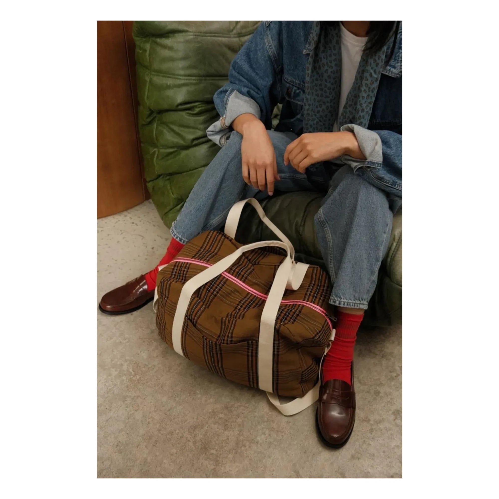 Rose in April - Raphaël Tartan Wickeltasche | Braun