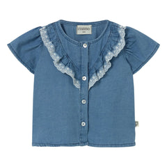 Cozmo – Denimbluse mit Rüschen, blau Malva