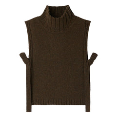 Soeur - Ärmelloser Pullover aus Schurwolle in Gold | Melierte Khaki