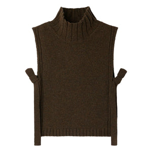 Soeur - Ärmelloser Pullover aus Schurwolle in Gold | Melierte Khaki