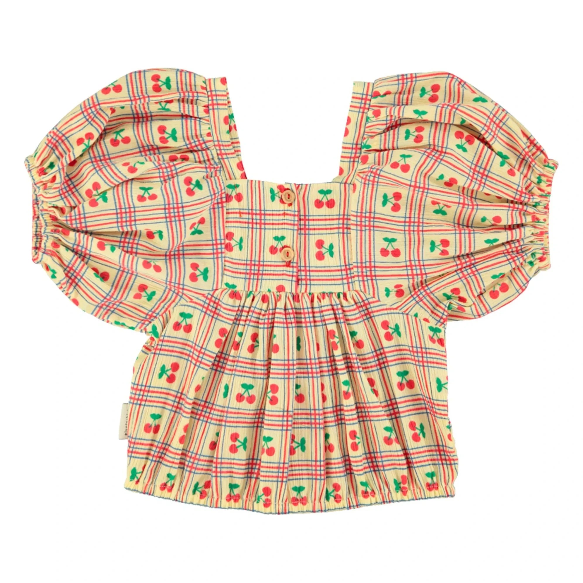 Piupiuchick - Gelb | Bluse mit Kirschmuster und Rüschen