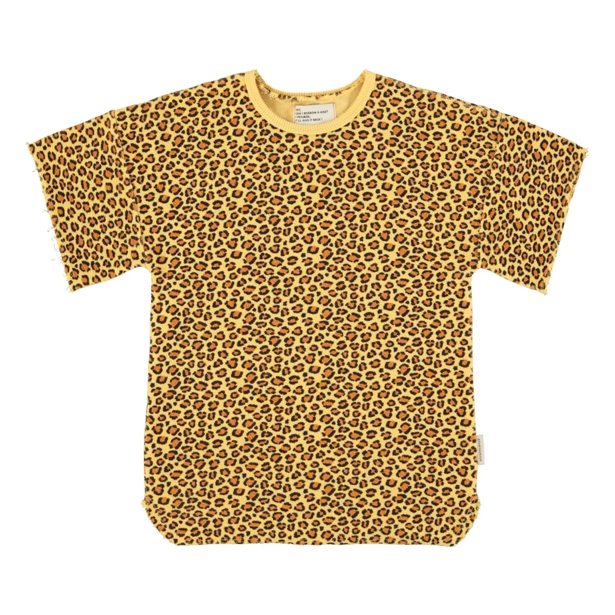 Piupiuchick - Leoparden T-Shirt Kleid Bio-Baumwolle Fleece | Senf